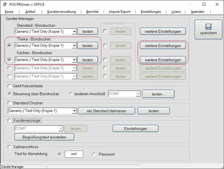 Screenshot: Einstellung im Modul: Gerätemanager