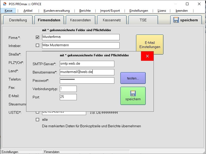 E-Mail Versand der Z-Berichte in POSprom ProMAX Software