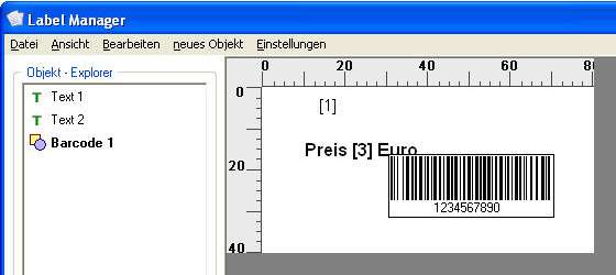 Barcode auf dem Etikett platzieren.