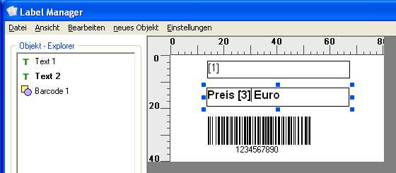 Preis auf dem Etikett platzieren