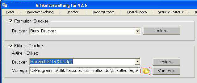 Einstellungen im Gerätemanager