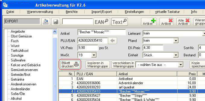 Etikett drucken