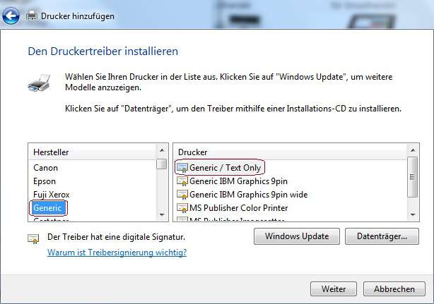 Treiber Installation