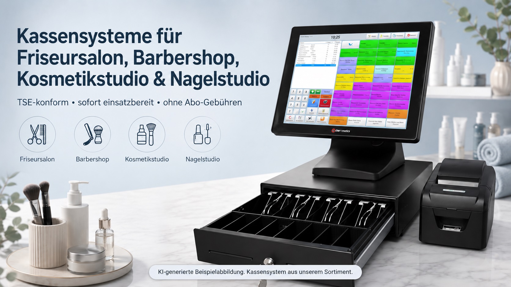 Kassensysteme für Friseursalon, Barbershop, Kosmetikstudio und Nagelstudio