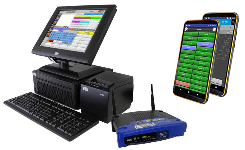2 x Bestellterminal Kellnerterminal Drucker Funk Kassensystem für GASTRONOMIE 