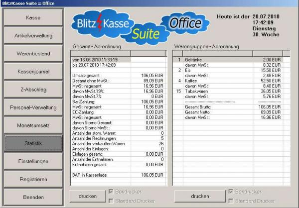 Software Handel PLUS 4.1 Aktueller Kassenstand