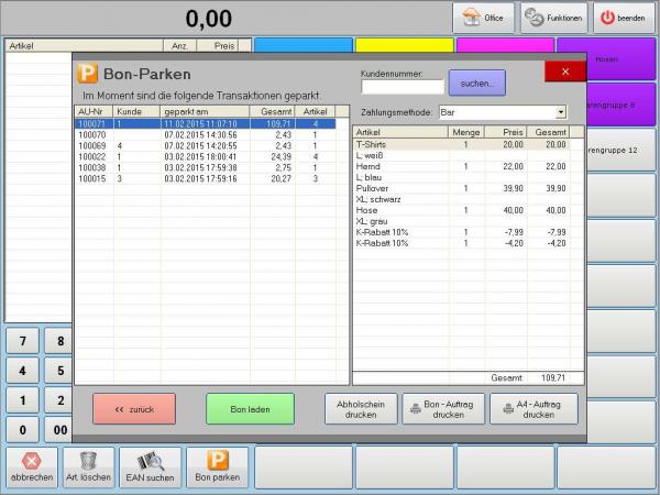 Software POSprom Handel PLUS 4.1 Bon parken