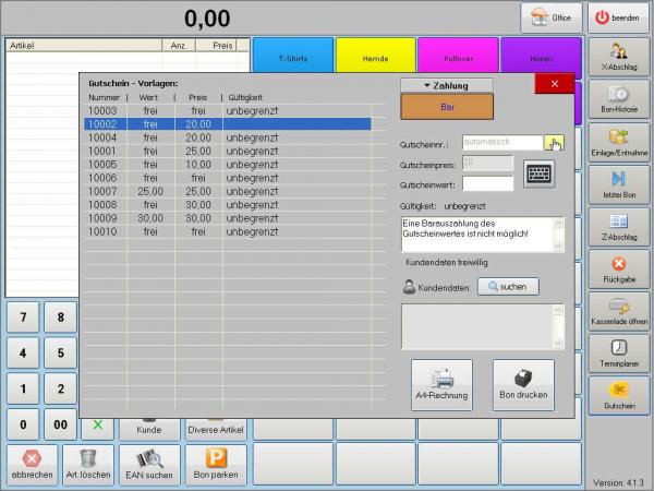 Software POSprom Handel PLUS 4.5: Gutscheinverwaltung