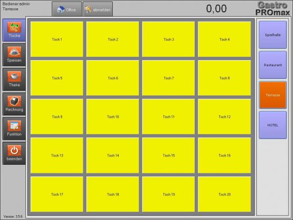Kassensoftware POSprom ProMAX 3.5: Tischplan