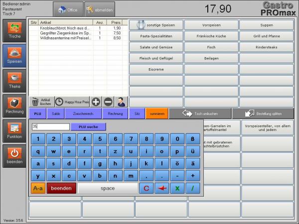Kassensoftware POSprom ProMAX 3.5: PLU-Suche (Artikelnummern)