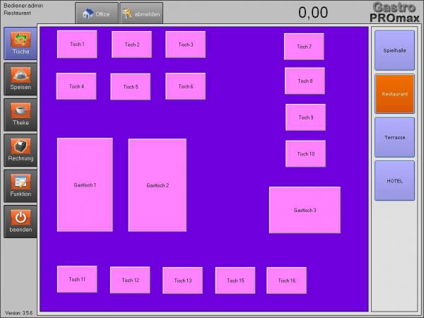Software POSprom ProMAX 3.5: Mann kan seinen eigenen Tischplan entwerfen.