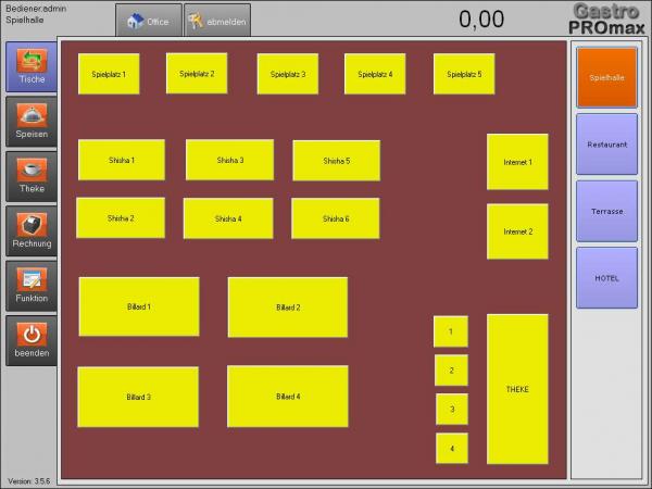 Software POSprom ProMAX 3.5: Mehrere Räume können erstellt werden