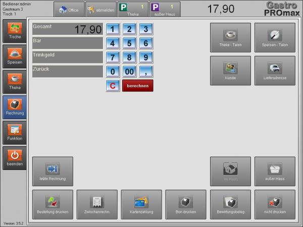 Software POSprom ProMAX 3.5: Zahlungsmodus
