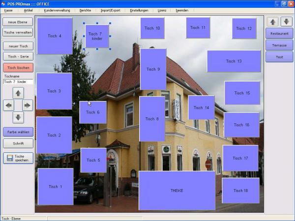 Software POSprom ProMAX 3.5: Tischplan mit Hintergrundbild
